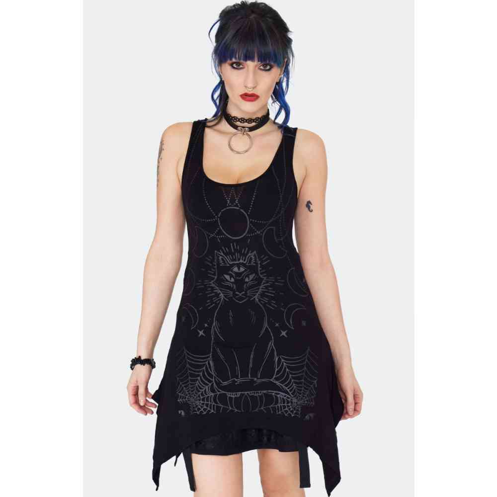 Jawbreaker - Mystic Cat Tie Back Tunic Haut sans manches - Noir